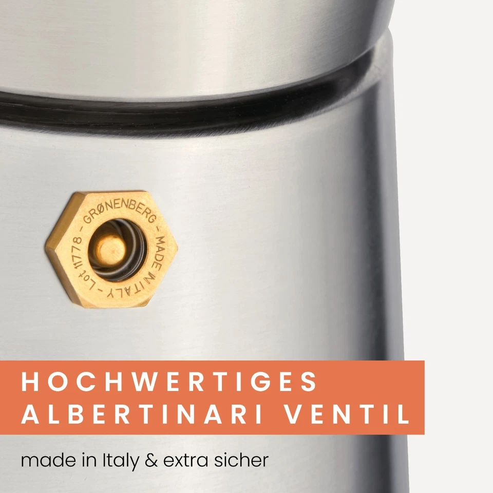 Groenenberg Espressokocher Induktion 4 oder 6 Tassen (200-300 ml) Espressokanne - Bild 4 von 4