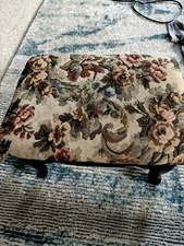 A 15” Floral Woven Jacquard Tapestry Storage Sewing Footstool