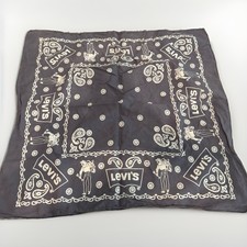 Vintage Levis 60s 70s Bandana Blue Paisley Cowboy Logo Color Fast Cotton
