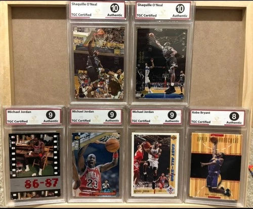Michael Jordan, Kobe Bryant, & Shaq Slab Lot (6 Cards) TGC Graded NBA Legends