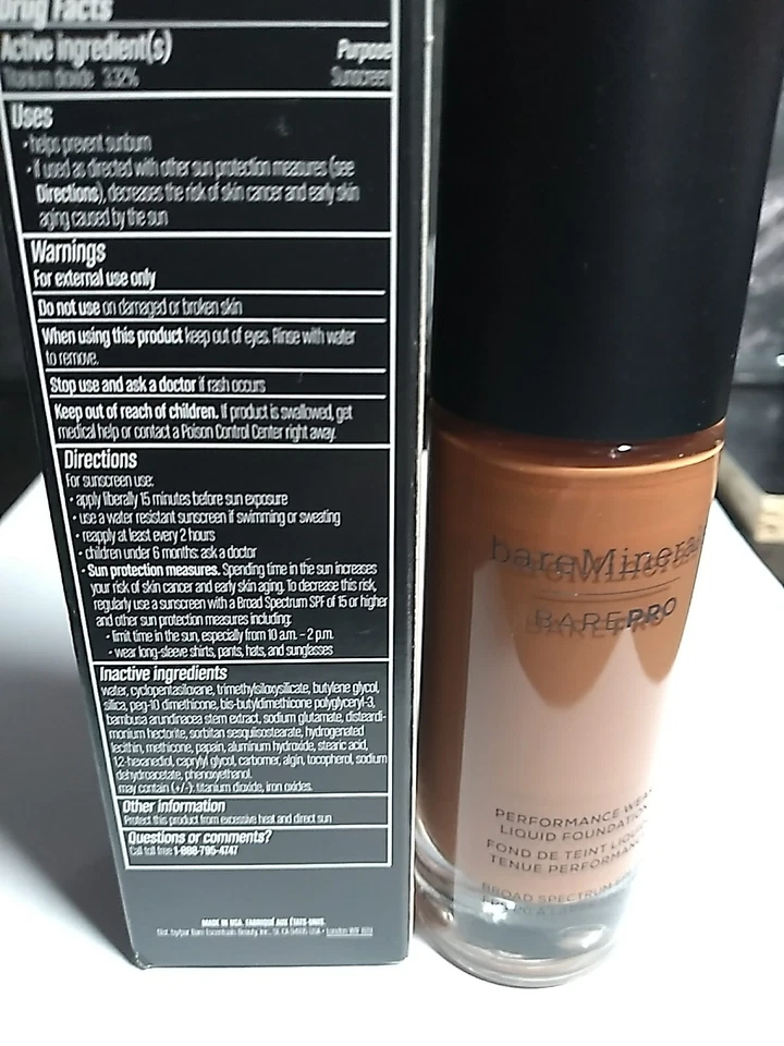 BareMinerals Barepro Performance Wear Liquid Foundation SPF20, COCOA 30, NIB - Image 4 of 4