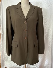 Jones New York Essentials Brown Blazer Size 10 Long Length Suit 3 Button Blazer