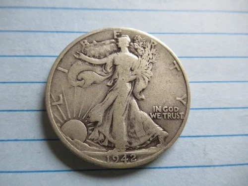 1942-D Walking Liberty US Silver Half Dollar  VG r