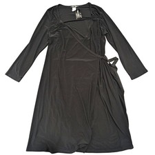 Only Nine Dress Plus 1X Black Wrap Long Sleeved Career Work Wear NWT NEW