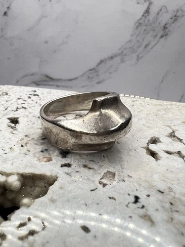 VTG 925 Taxco Sterling Silver Modernist Sculptural Form Chunky Band Ring Size 9