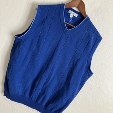Cypress Links Golf Sweater Vest Mens Large Blue Flecks Cotton Sleeveless V Neck
