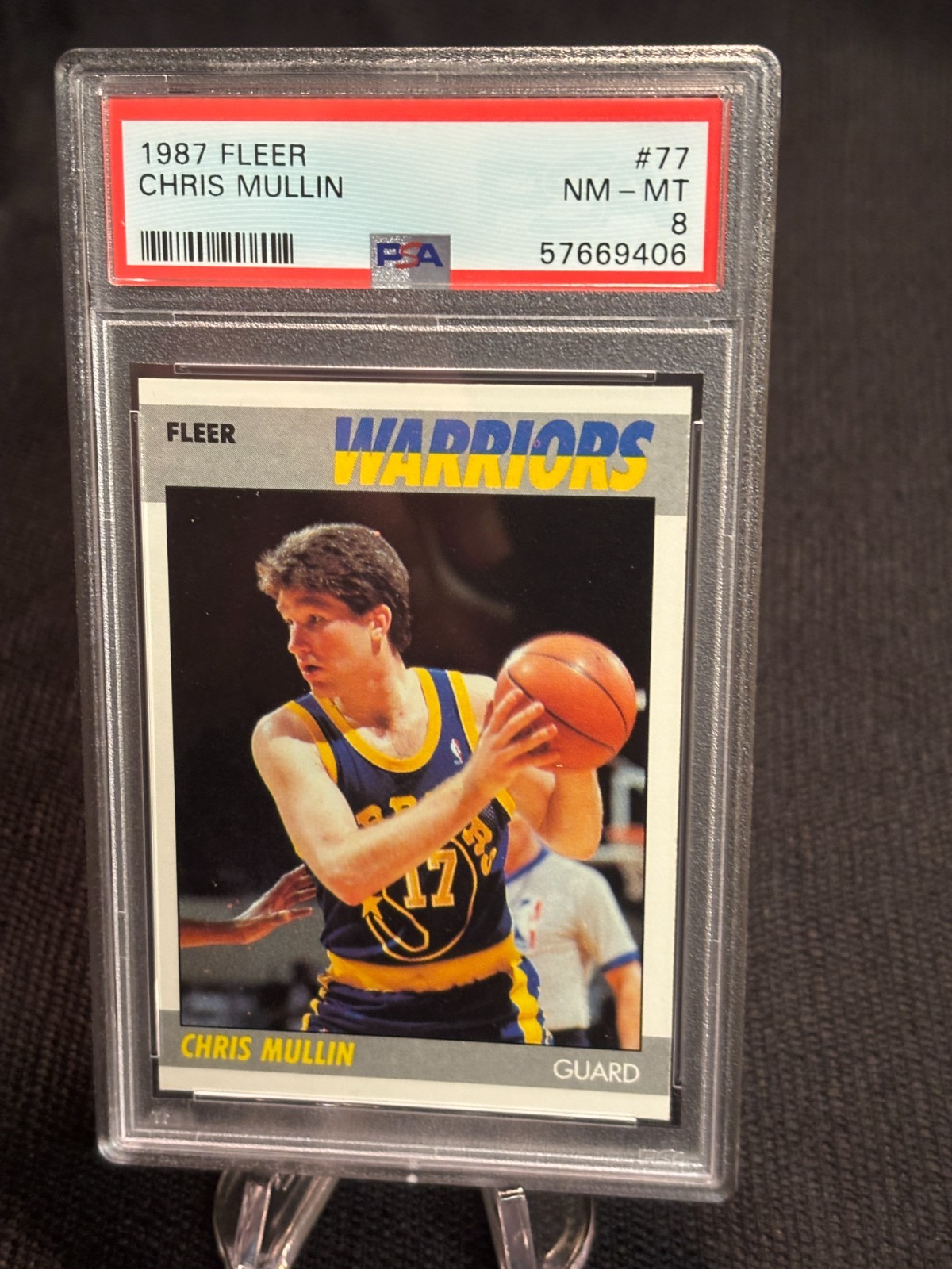 1987 Fleer Chris Mullin #77 PSA 8 NM-MT – Golden State Warriors HOF