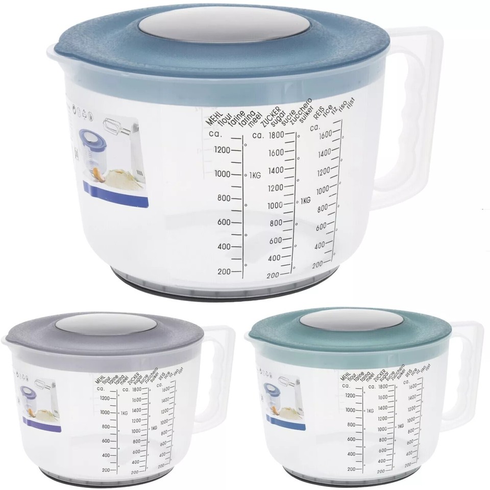 Messbecher 2L Kunststoff mit Deckel & rutschfest – Messkanne Mixbecher Küche