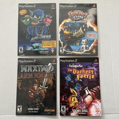 PS2 DEMO DISC Lot (4) Sealed Rare Maximo Zin Neopets Sly 2 Rachet & Clank
