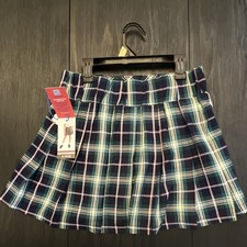 Limited Too Girls Plaid Pleated Skirt XL 16/18 Navy Green Pink Yellow Buckle