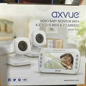 Axvue Video Baby Monitor 4.3" LCD Screen & 2 Cameras, 2-Way Audio, Rechargeable