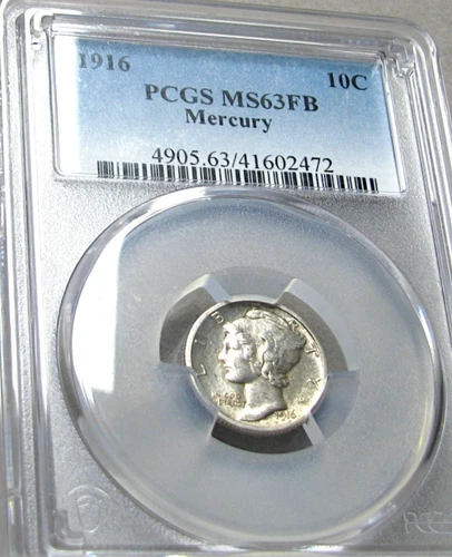 1916 Mercury Dime Silver ---- MS-63 FB PCGS Graded ---- #763C