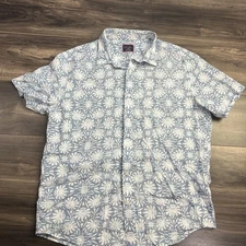 Untuckit Button Up Linen Shirt Mens XL Extra Large Blue Floral Floral