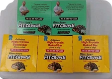 FITCRUNCH Protein Snack Bars 16g Protein 45 Bars Total Gluten Free 2 Flavors 