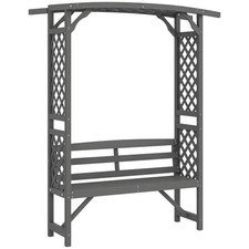 Outsunny Arch Pergola Garden Bench, Wooden Garden Arbour with Seat, Grey