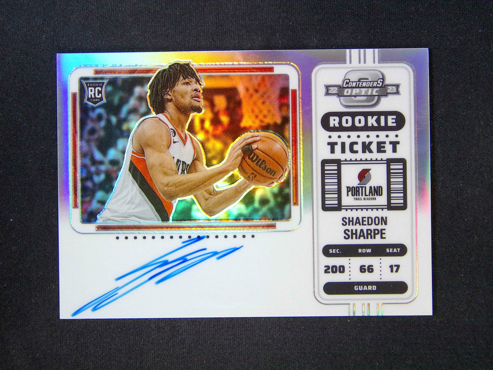 2022-23 Panini Contenders Optic Shaedon Sharpe #133 RC Rookit Ticket Auto Silver