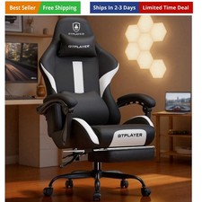 Gaming Chair with Foot Rest Pocket Spring Cushion, Ergonomic High Back Comp...