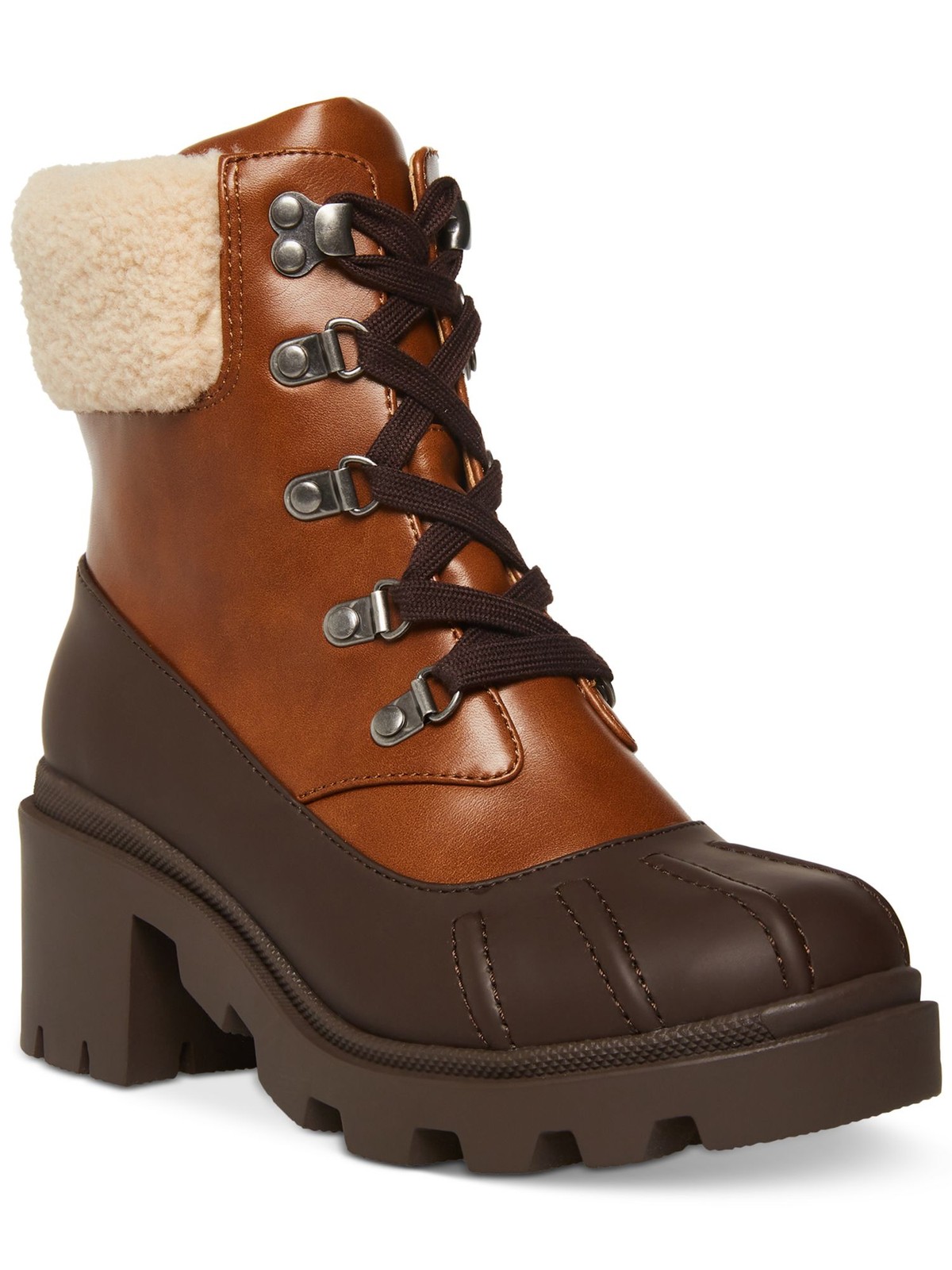 MADDEN GIRL Womens Brown Lug Sole Bubbles Round Toe Block Heel Duck Boots 85 M 7590₽