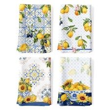 Arquiel Summer Lemon Tea Towels, 100 Cotton Kitchen Towels, Set Of 4 HX0530