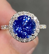 Stunning GRS Unheated 5.3 Ctw Cornflower Blue Sapphire & VS Diamond 18K White