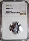 NGC MS-64 BN 1921-P Lincoln Cent, Radiant, Gorgeously Toned specimen!