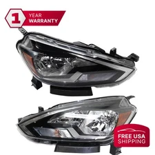 Set of 2 Headlight Assembly Halogen For 2016-2019 Nissan Sentra / OE Replacement