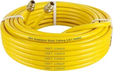 100FT 1/2" CSST Gas Line 1/2In Natural Flexible Gas Line with 2 Male Adapter Fit