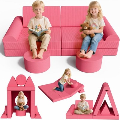 14Teiliges Kindersofa mit Schlaffunktion Weiches Spielsofa Cordstoff Kinder Sofa