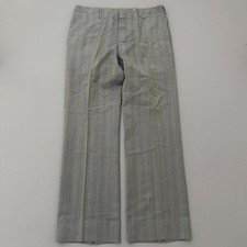 Vintage 60s Striped Drop Loop Trousers Poly Blend Blue Fleck Size 34x30
