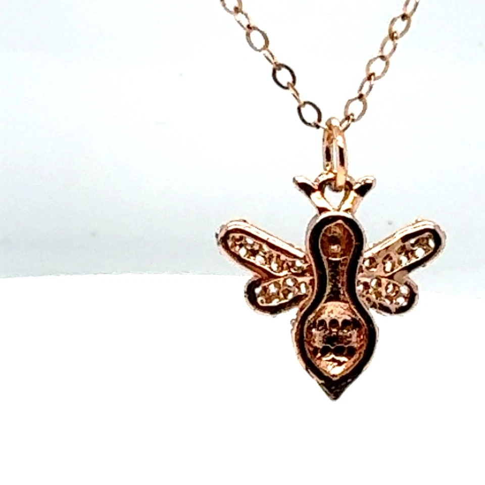 Collar Colgante Abejorro Lleno Oro Rosa 14K Foto 4 de 4