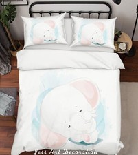 3D Elephant Cartoon Kids Quilt Cover Set Duvet Cover Bedding Pillowcases
