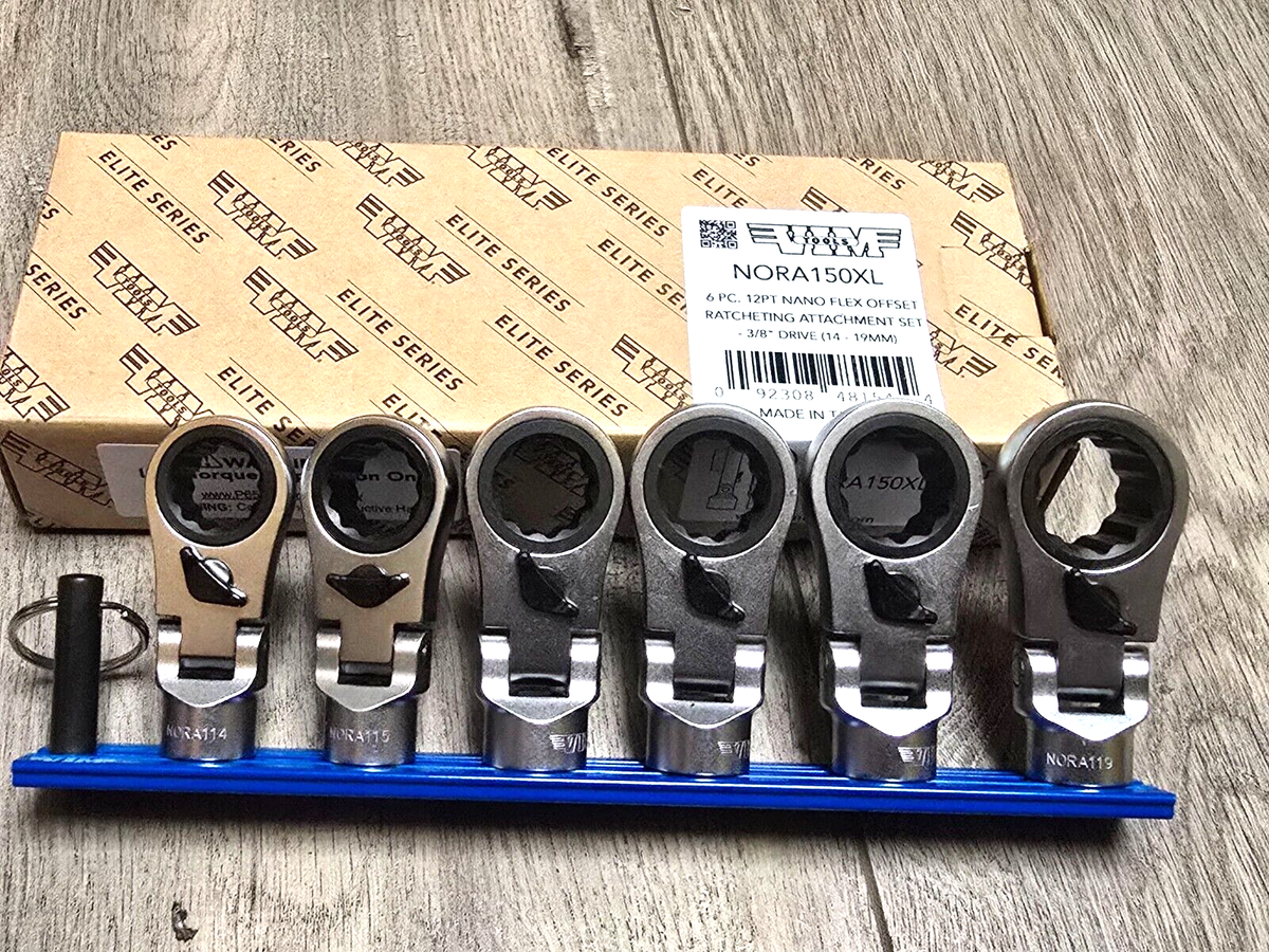 VIM 3/8dr Reversible Flex Head Ratcheting Crowfoot Wrench Set 14