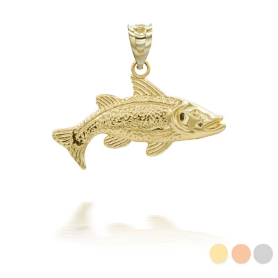 Forellenfisch in massivem Gold Anhänger / Halskette (erhältlich in gelb/rose/weiß)
