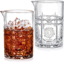 2 Pack Crystal Cocktail Mixing Glasses 22 Oz Vintage Bar Mixing Pitcher Home