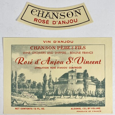 Rose D Anjou St Vincent Chanson Pere & Fils Vintage 1960 s France Wine Labels