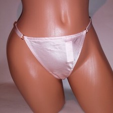 Victoria Secret Panty Small V String Thong Light Pink 100 Silk Solid New