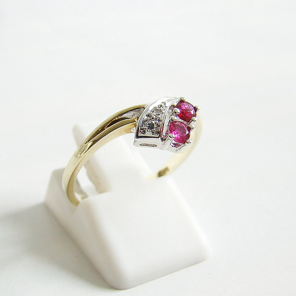 Ring Gold 585er Diamant Rubin 14 kt. Goldschmuck Bicolor Edelstein Damen - Bild 2 von 4