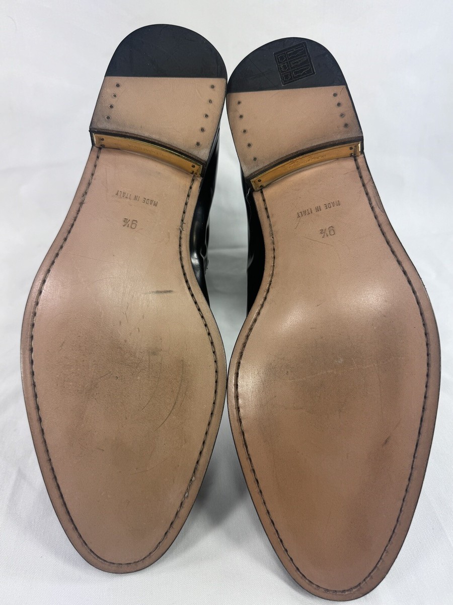 DOLCE & GABBANA Black Patent Leather Gold Accent Pointed Toe  display picture 1