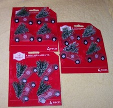 NEW 12 Christmas Mini Red Trucks with Tree Ornaments Holiday Time NEW