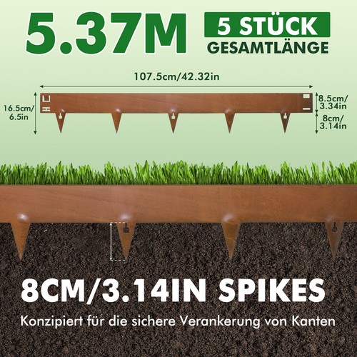 Rasenkante Rasenkantenband Corten Edel-Rost Metall Beeteinfassung Beetumrandung - Bild 13 von 14