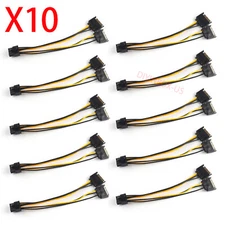 X10 Dual 15Pin SATA Male to PCIe 8Pin GPU Video Graphic Card Adapter Power Cable