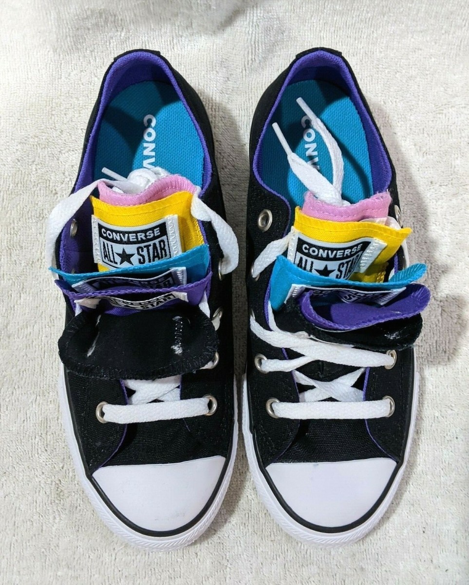 Converse CTAS Multi Tongue OX Black/Multicolor Girl's Sneakers