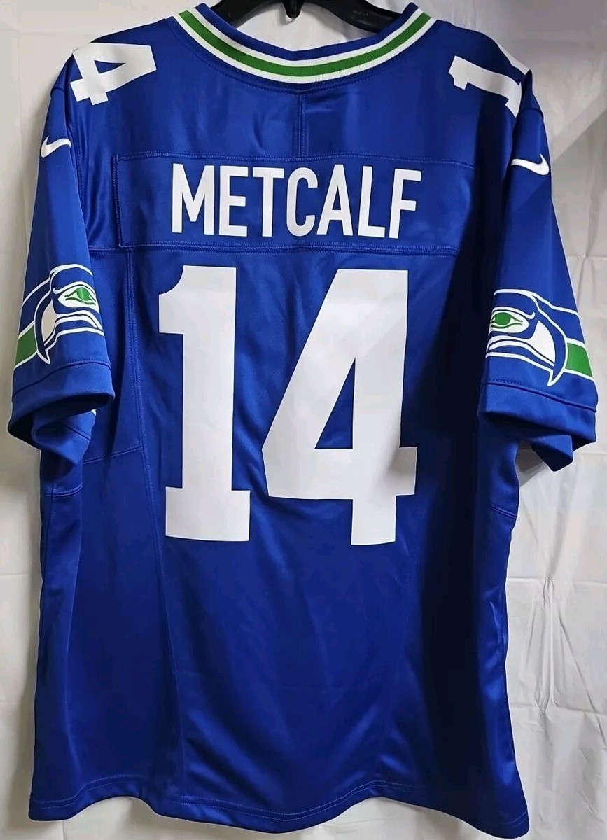 New Nike NFL On Field Seahawks #14 DK Metcalf Blue Football Jersey