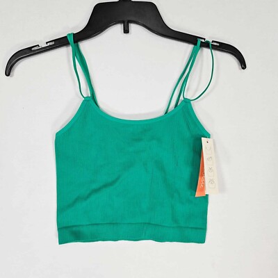 Colsie Ribbed Brami Womens X-Small Soft Stretch Double Straps Unlined Green