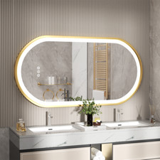 Retro Narrow Long Oval LED Bathroom Mirror Anti-fog Makeup Mirror Extra Bright