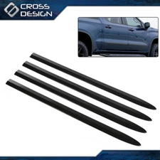 Fit For 2019-2021 Silverado 1500 Crew Cab Black 2" Side Door Body Molding Trim