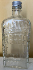 Vintage Seagram Liquor Bottle Patterned Clear Glass Made In USA Empty 8.5" Tall