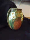 ROSEVILLE Pottery 1931 Jonquil Pattern Floral 7.75"  Two Handle VASE 527-7 VTG