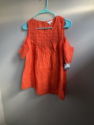 NWT Women s Crown & Ivy Vibrant Orange cold-shoulder top Size Medium
