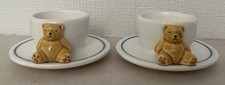 Vintage designed by Dana Kubick 2 x Matching 3D Teddy Bear Ceramic Egg Cups 